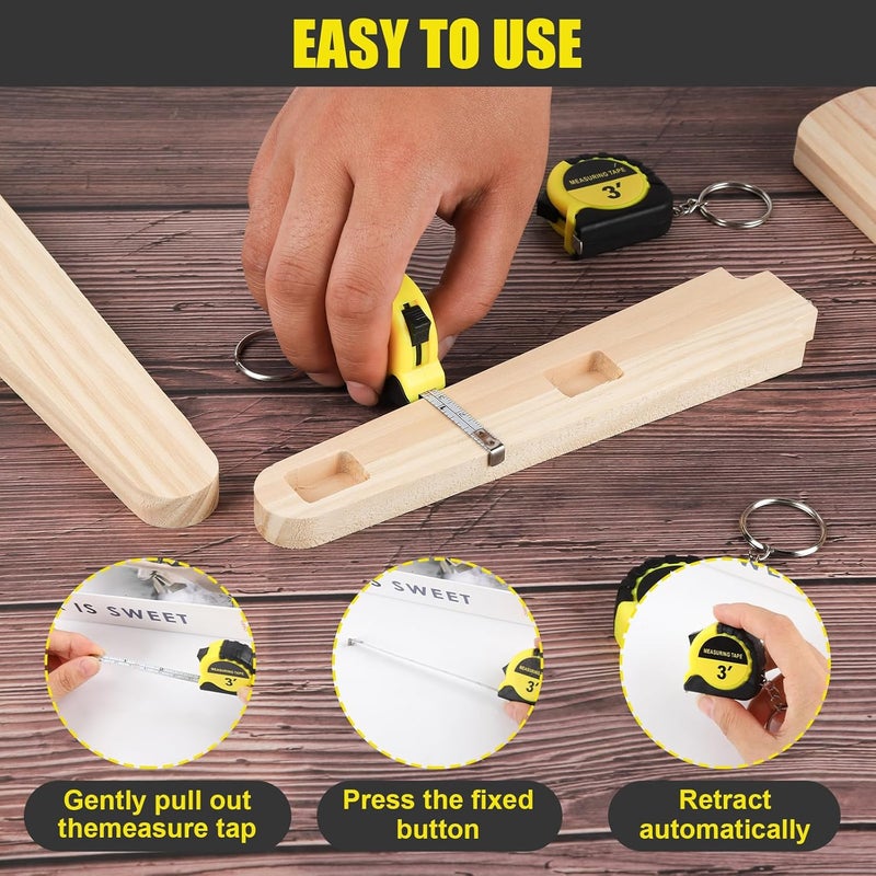 akrishely 60 Pcs Mini Measuring Tape Keychains 3 Ft Small Tape Measure Inch Metric Scale Bulk with Lock Steel Easy Read Pocket for Party Favors Birthday Daily Use（Yellow） - Image 4